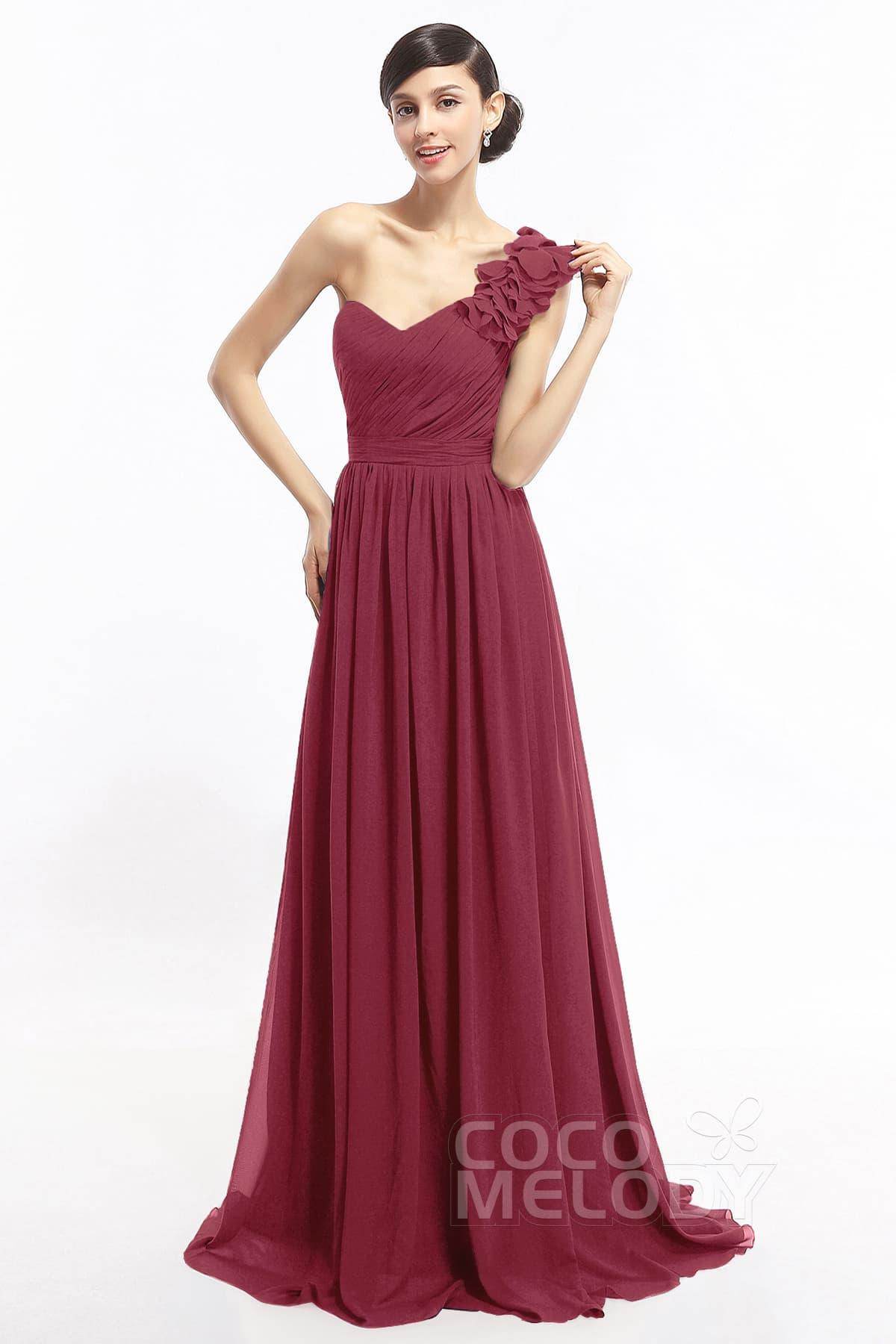 Sheath Sweep-Brush Train Chiffon Evening Dresses COLT14007 - COCOMELODY